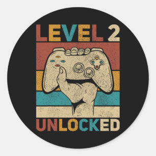 Level 2 Unlocked 2 Year Old Boy Second Bday Kid 2n Classic Round Sticker