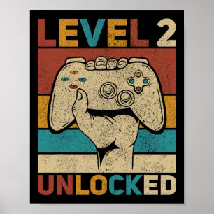 Level 2 Unlocked 2 Year Old Boy Second Bday Kid 2n Poster