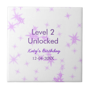 Level 2 unlocked add birthday name date purple spa ceramic tile