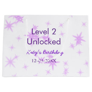 Level 2 unlocked add birthday name date purple spa large gift bag