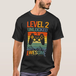 Level 2 Unlocked Awesome Since 2021 2nd Birthday G T-Shirt