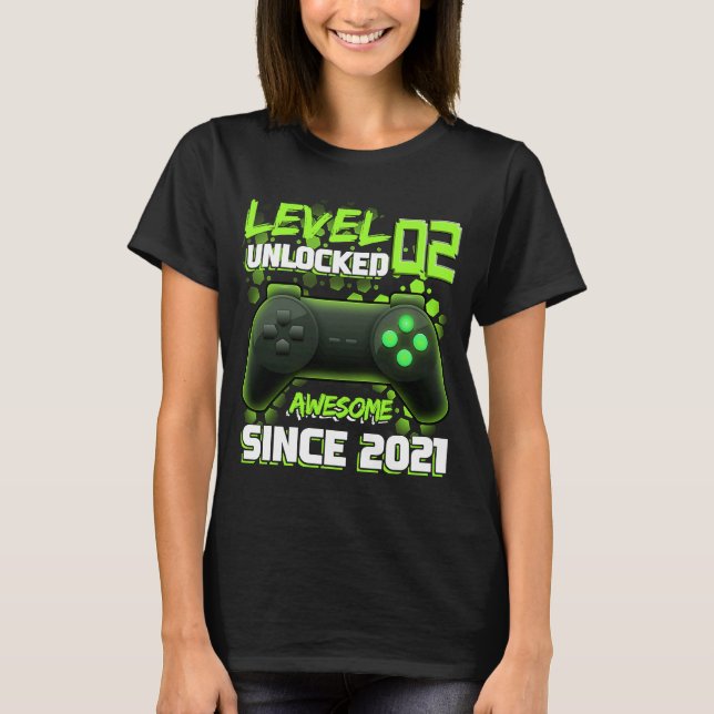 Level 2 Unlocked Awesome Since 2021 2th Birthday G T-Shirt (Front)