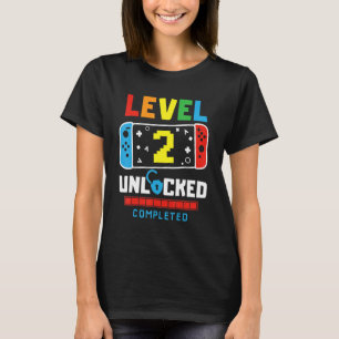 Level 2 Unlocked Completed Game Happy 2nd Birthday T-Shirt