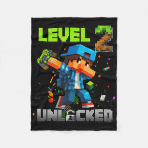 Level 2 Unlocked Funy Birthday Boy Pixel Gamer 2nd Fleece Blanket