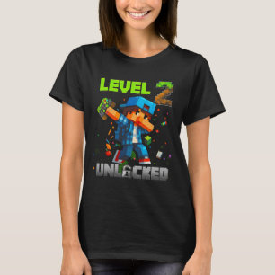 Level 2 Unlocked Funy Birthday Boy Pixel Gamer 2nd T-Shirt