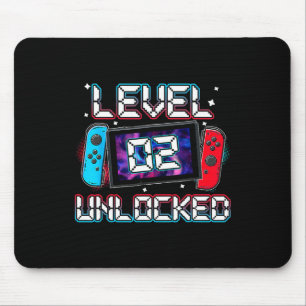 Level 2 Unlocked Gamer 2nd Birthday Gift Video Gam Mouse Pad