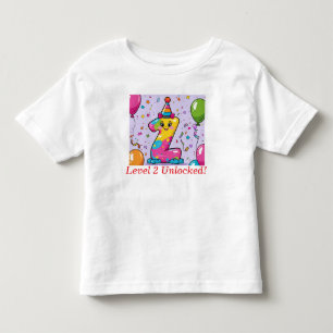 Level 2 Unlocked! Gamer Birthday Design Toddler T-Shirt