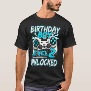 Level 2 Unlocked Video Game Birthday Gamer Boys T-Shirt