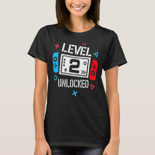 Level 2 Unlocked Video Gamer 2nd Birthday Boy Gir T-Shirt