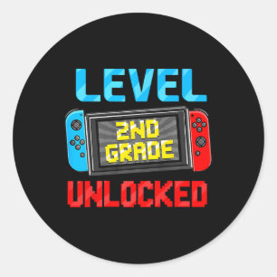 Level 2nd Grade Unlocked Back To School First Day Classic Round Sticker