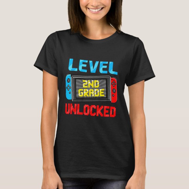 Level 2nd Grade Unlocked Back To School First Day  T-Shirt (Front)