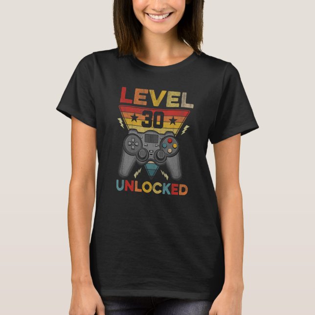 Level 30 Birthday Boy 30 Year Old Video Games Gami T-Shirt (Front)