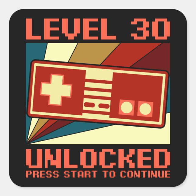 LEVEL 30 UNLOCKED 30 Birthday Gift Gamer Square Sticker (Front)