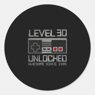 Level 30 Unlocked 30th Birthday 30 Year Old Video Classic Round Sticker