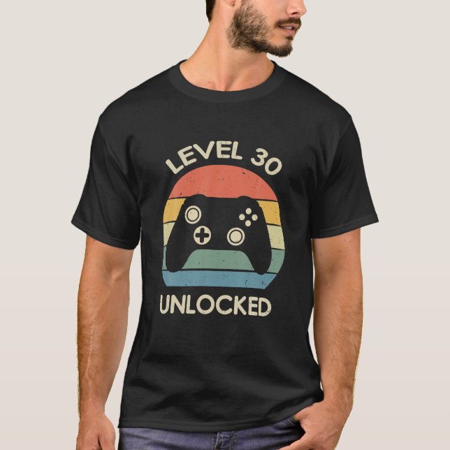 Level 30 Unlocked 30th Gaming Birthday Controller T-Shirt (Front)