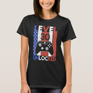 Level 30 Unlocked 4th Of July Men Women Merica Usa T-Shirt