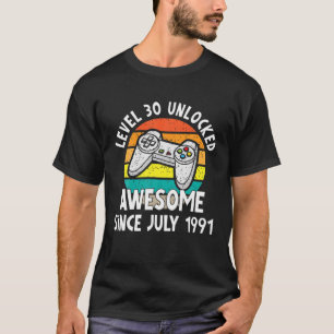 Level 30 Unlocked Awesome July 1991 Video Game 30T T-Shirt
