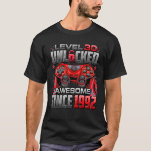Level 30 Unlocked Awesome Since 1992 30th Birthday T-Shirt