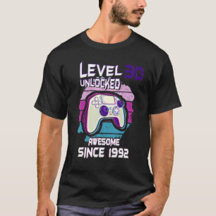 Level 30 Unlocked Awesome Since 1992 30th Birthday T-Shirt
