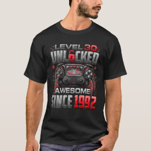 Level 30 Unlocked Awesome Since 1992 30Th Birthday T-Shirt