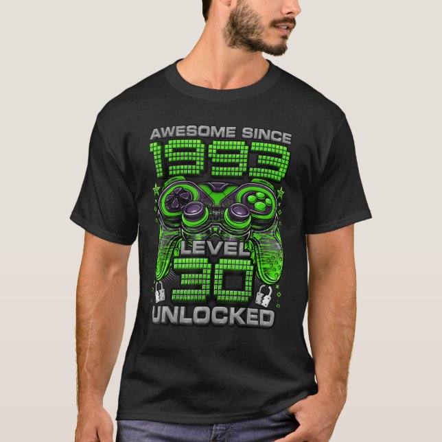 Level 30 Unlocked Awesome Since 1993 30th Birthday T-Shirt (Front)