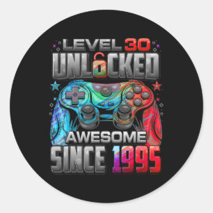 Level 30 Unlocked Awesome Since 1995 30th Birthday Classic Round Sticker
