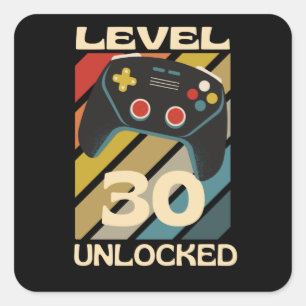 Level 30 Unlocked Funny Gaming Square Sticker