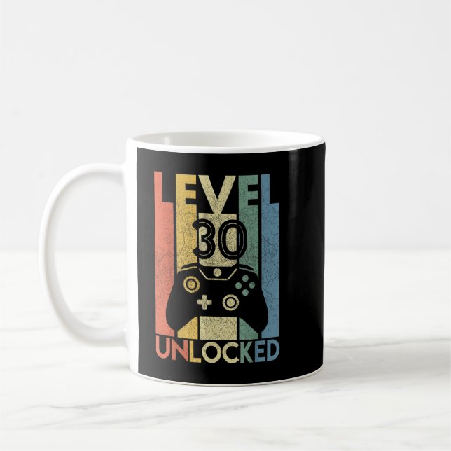 Level 30 Unlocked Funny Video Gamer 30th Birthday  Coffee Mug (Left)