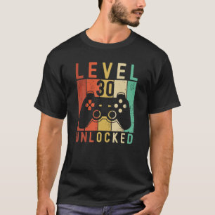 Level 30 Unlocked Gamer Video Games Gaming Men Bir T-Shirt