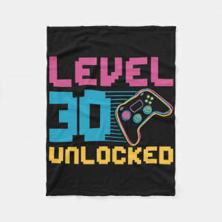 Level 30 Unlocked Gaming Birthday  Fleece Blanket
