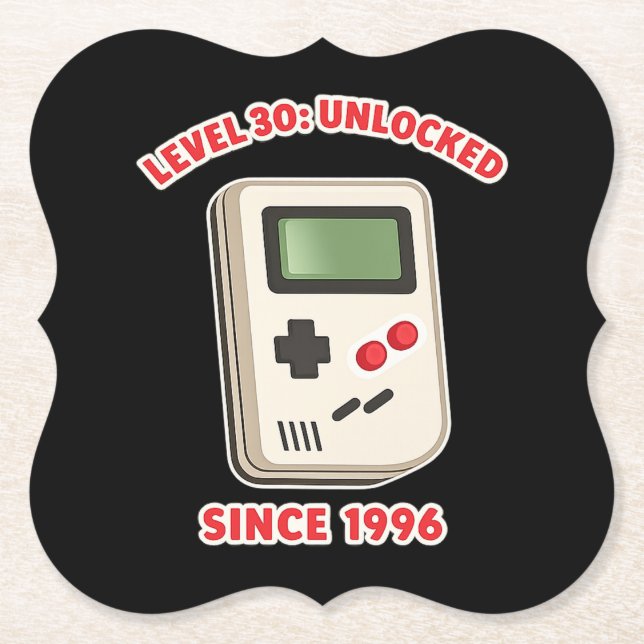 Level 30 Unlocked Since 1996 Paper Coaster (Front)