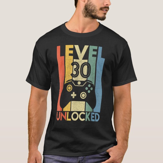 Level 30 Unlocked T 30th Video Gamer Birthday Men T-Shirt (Front)