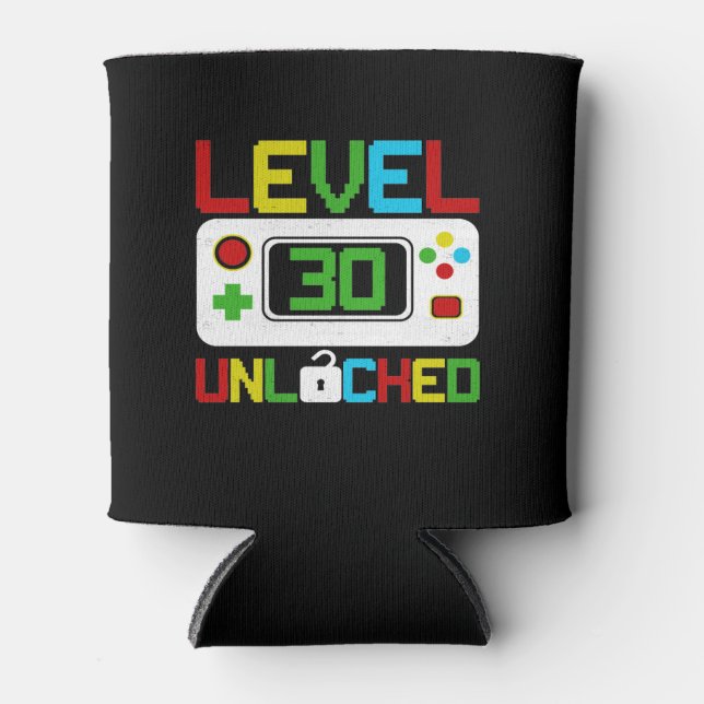 Level 30 Unlocked Video Game 10th Birthday Gift Can Cooler (Front)