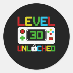 Level 30 Unlocked Video Game 10th Birthday Gift Classic Round Sticker