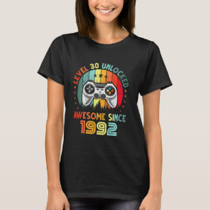 Level 30 Unlocked Video Game Awesome 1992 30th Bir T-Shirt