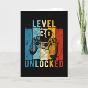 Level 30 Unlocked Video Gamer 30 Year Old 30th Bir Card