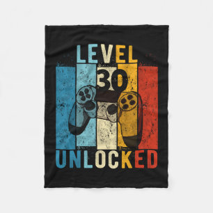 Level 30 Unlocked Video Gamer 30 Year Old 30th Bir Fleece Blanket