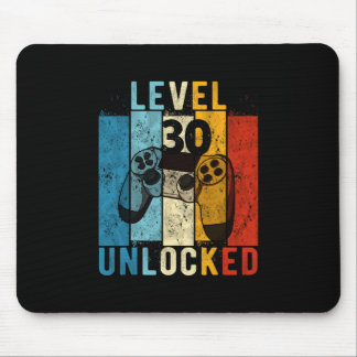 Level 30 Unlocked Video Gamer 30 Year Old 30th Bir Mouse Pad