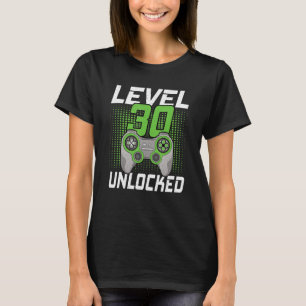 Level 30 Unlocked Video Games Gaming 30th Birthday T-Shirt