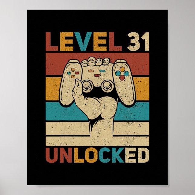 Level 31 Unlocked 31st Birthday 31 Years Old Poster (Front)
