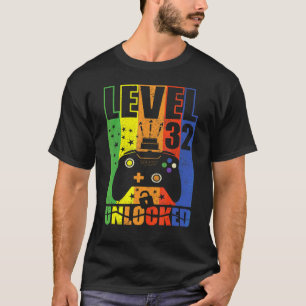 Level 32 Unlocked Birthday Level Up 32nd Birthday T-Shirt