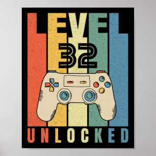 Level 32 Unlocked Gamer 32th Birthday Decorations 