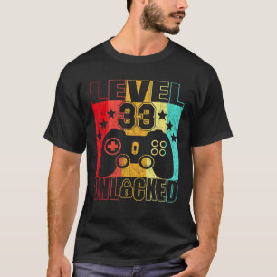 Level 33 Unlocked 33Yr Bday Men 33Th 33 Years Old T-Shirt