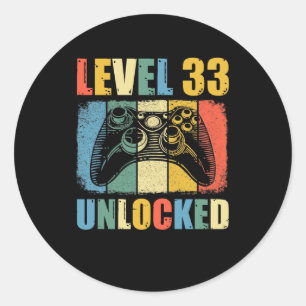 Level 33 unlocked classic round sticker
