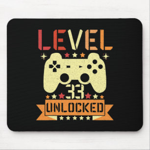 Level 33 Unlocked Video Game 33rd Birthday Gamer Mouse Pad