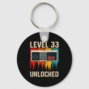 Level 33 Unlocked Video Game Controller Birthday M Key Ring