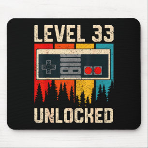 Level 33 Unlocked Video Game Controller Birthday M Mouse Pad