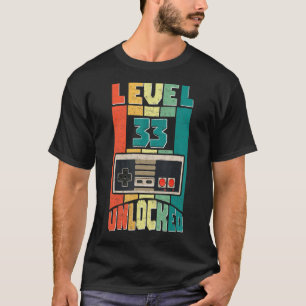 Level 33 Unlocked Video Gamer 33rd Birthday Boys T-Shirt