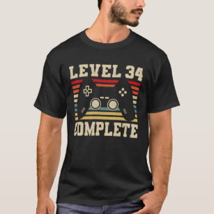 Level 34 Complete 34th Birthday Video Gamer T-Shirt