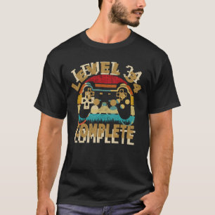 Level 34 Complete 34th Birthday Video Gamer T-Shirt